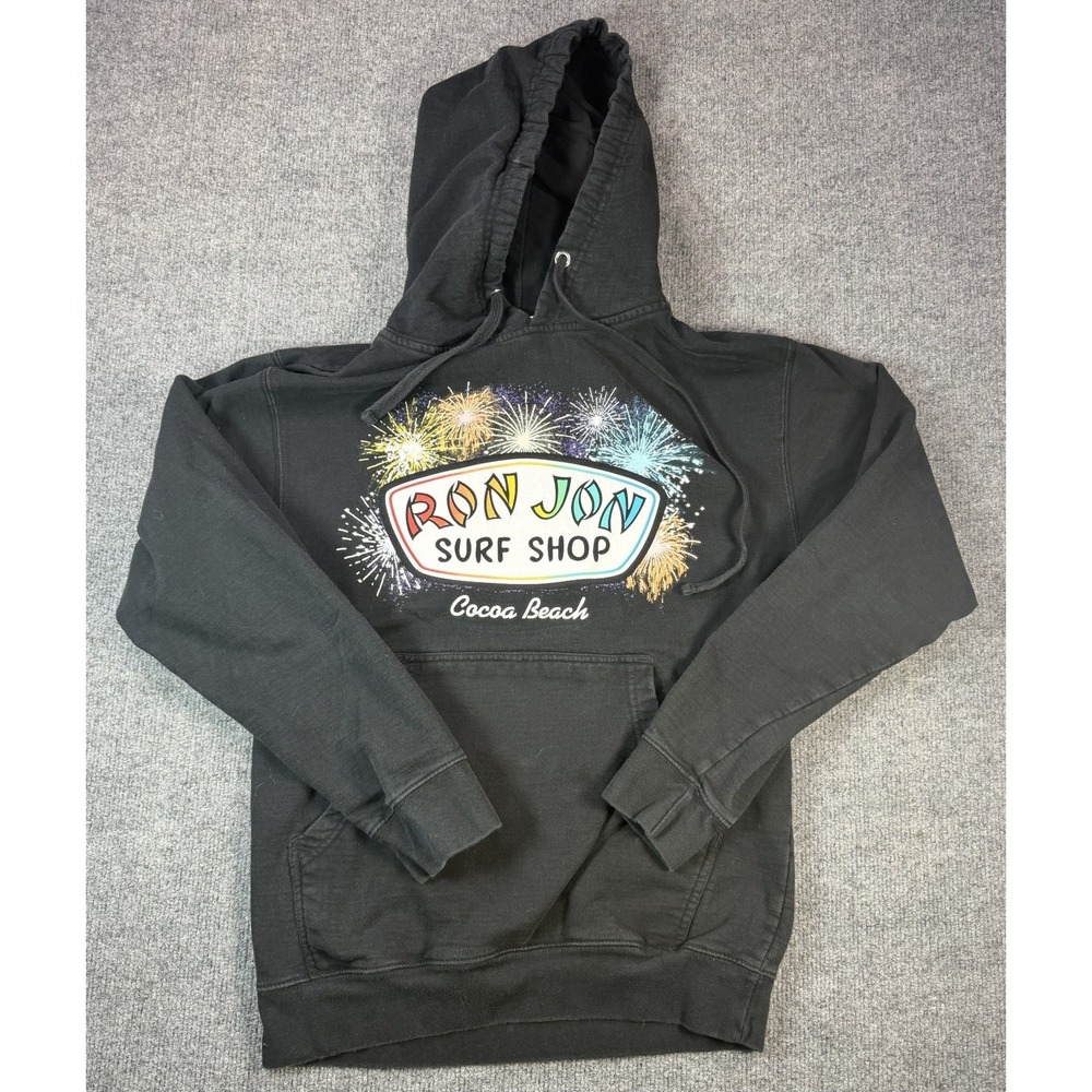 Ron Jon Surf Shop Hoodie Cocoa Beach Black Fireworks Graphic Pullover Size M